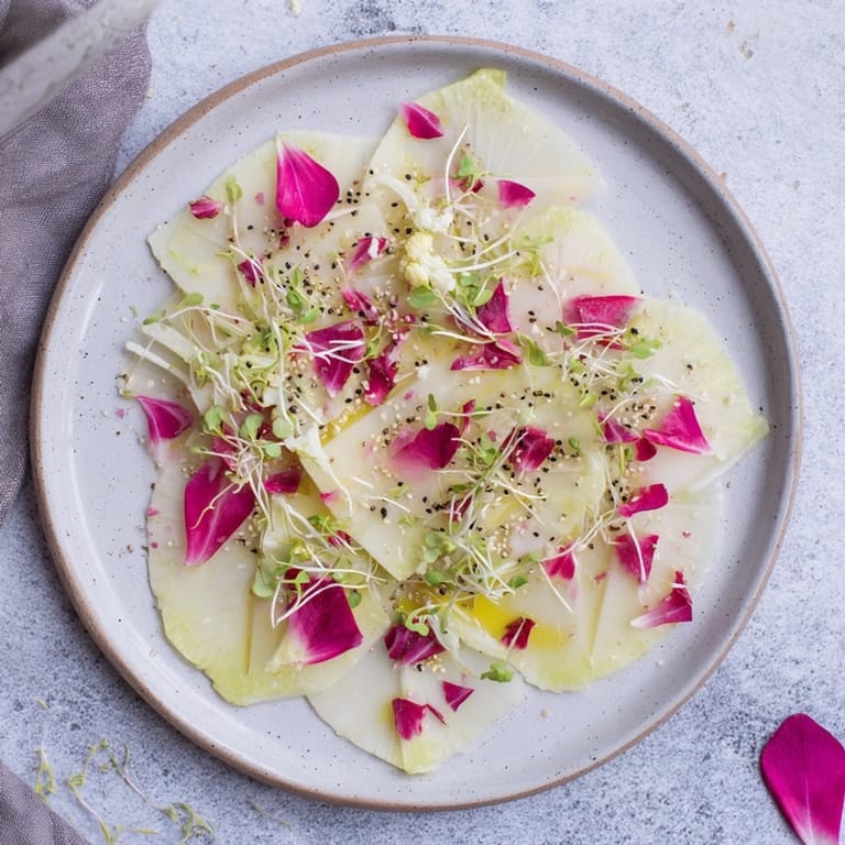 Cool and refreshing Tundra Trek dish featuring delicately arranged vegetables with flavorful accents.