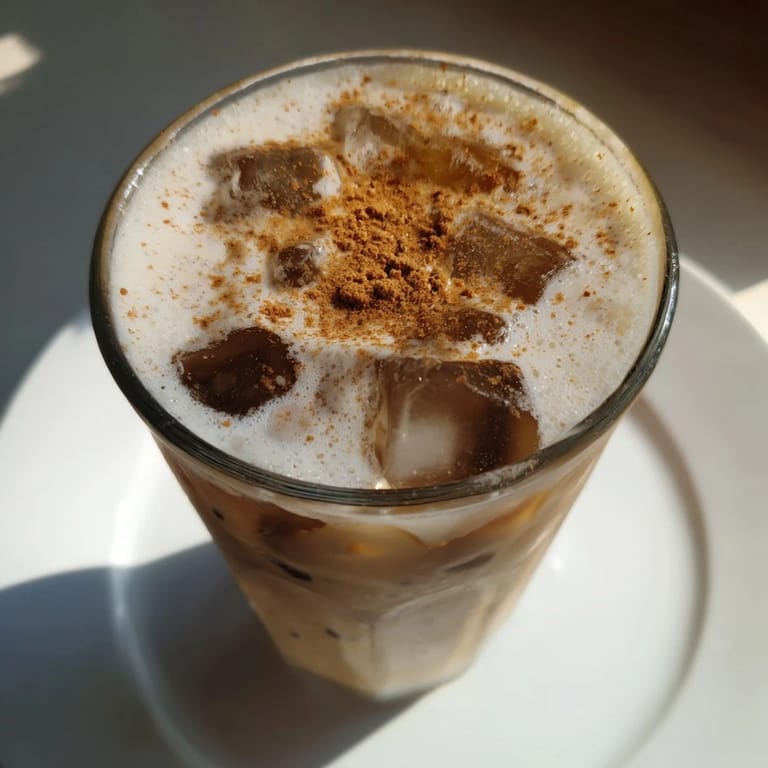 Enjoy a rich and refreshing Iced Brown Sugar Oat Latte, its frothy texture tantalizes your taste buds.