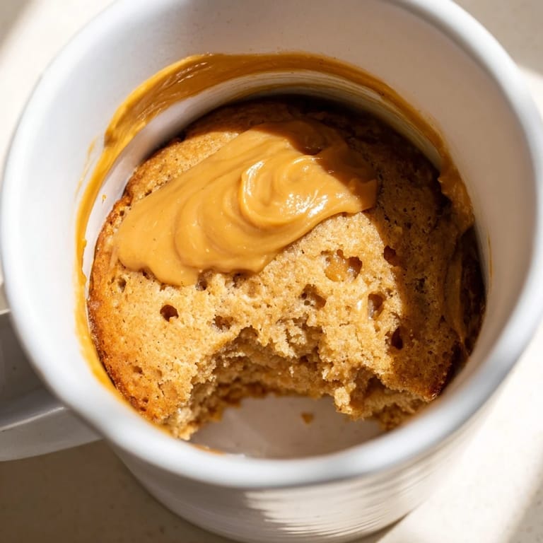 Gooey and delicious 2-Minute Peanut Butter Mug Cake, perfect for a quick & easy dessert anytime.