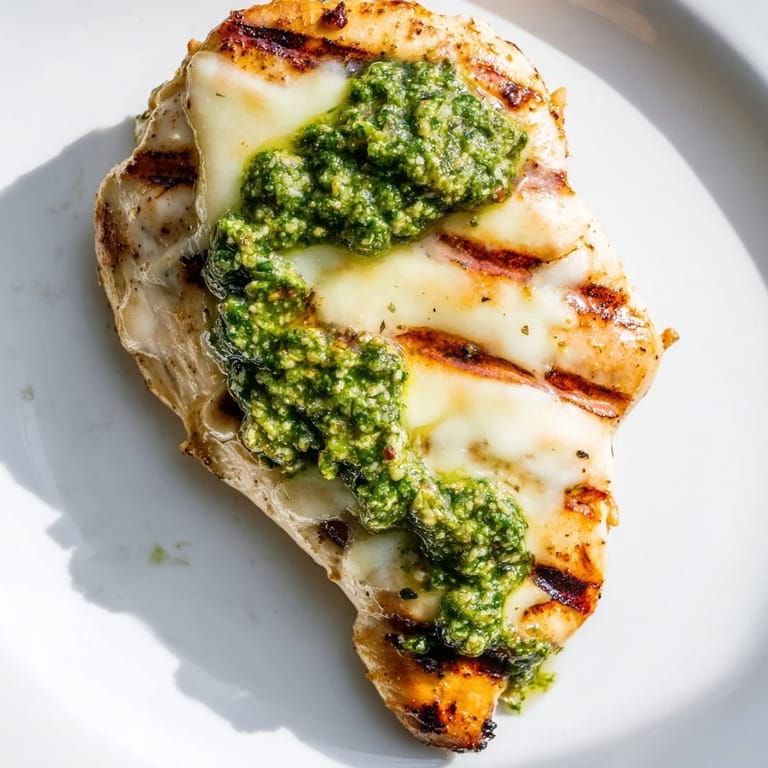 Savor the contrast of crunchy toasted ciabatta and tender chicken in this Italian-American Pesto Chicken Melt, garnished with fresh basil and ripe tomato slices.