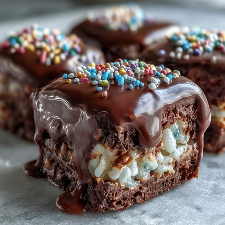 Creamy chocolate coating envelops crispy, marshmallow-filled bars, perfect for a crowd-pleasing American dessert platter.