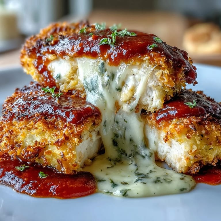Baked chicken breasts coated in Parmesan and herbs, finished with marinara and gooey mozzarella for a keto-friendly Italian classic.