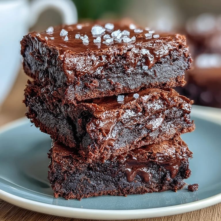 Irresistible chocolate brownies made with sourdough discard, offering deep flavor and a delightful sea salt crunch in every square.