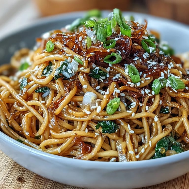 Silky wheat noodles tossed in fragrant ginger-scallion sauce, served with vibrant sautéed bok choy and snap peas.  