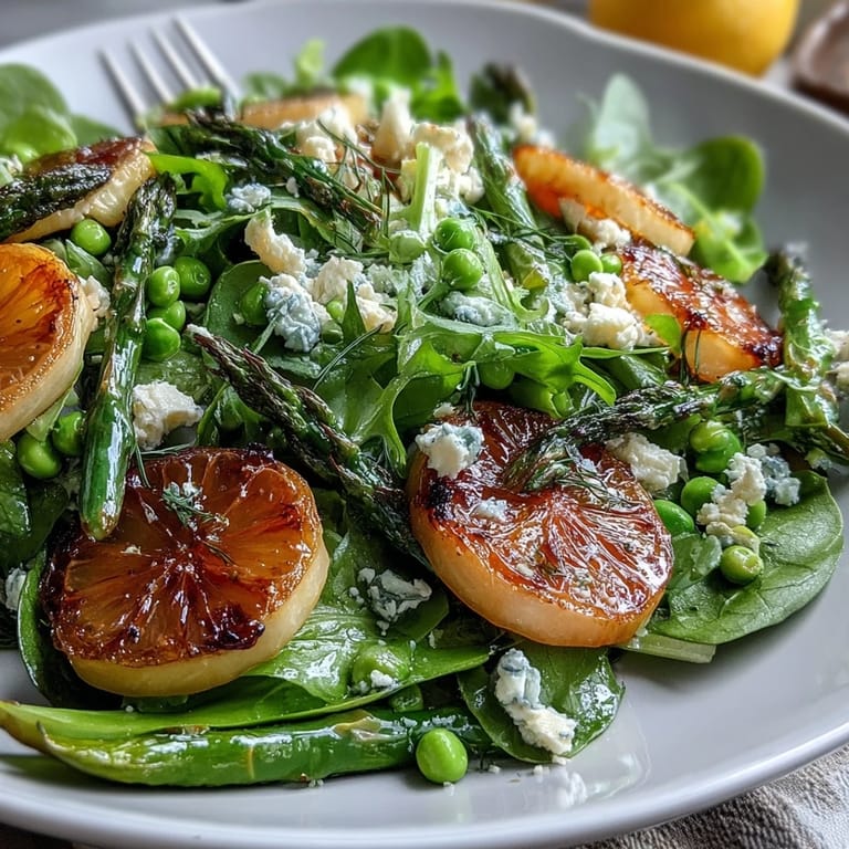 Bright Lemon Vinaigrette Spring Salad with Radishes and Peas: Vibrant spring salad with peppery arugula, tender peas, and tangy lemon vinaigrette for a refreshing, seasonal dish.
