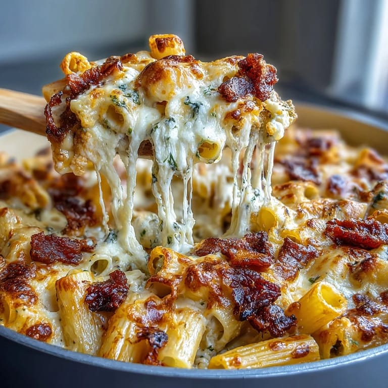 Creamy tomato pasta bake featuring melted cheddar and gooey mozzarella, all cooked together for a comforting one-pot dinner.