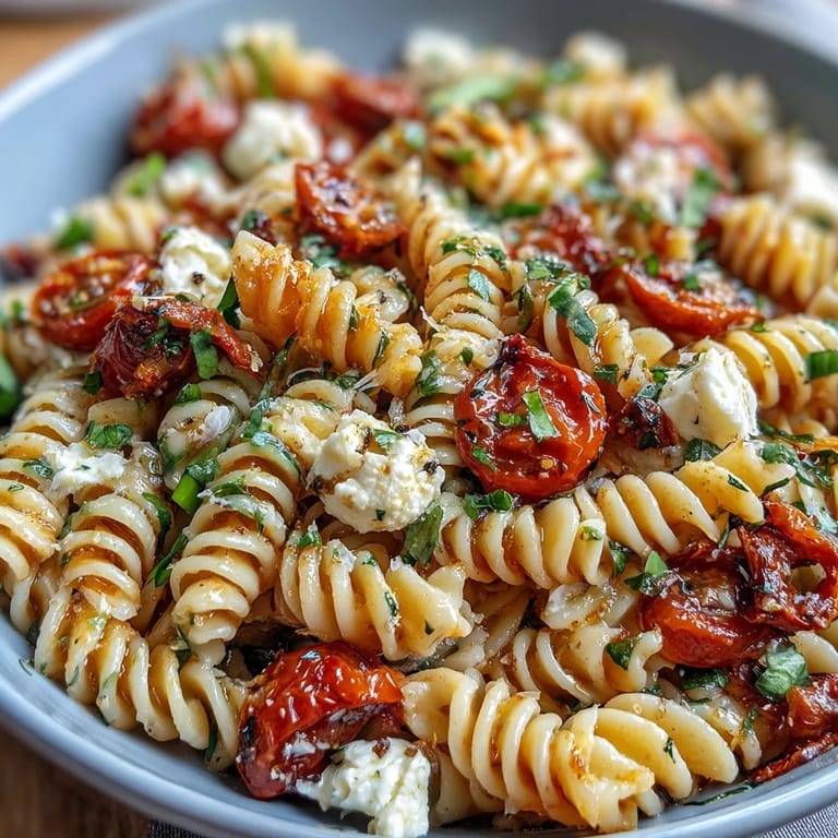 Zesty Italian-dressed pasta salad with cherry tomatoes, bell peppers, and mozzarella, perfect for a light summer picnic or barbecue side dish.