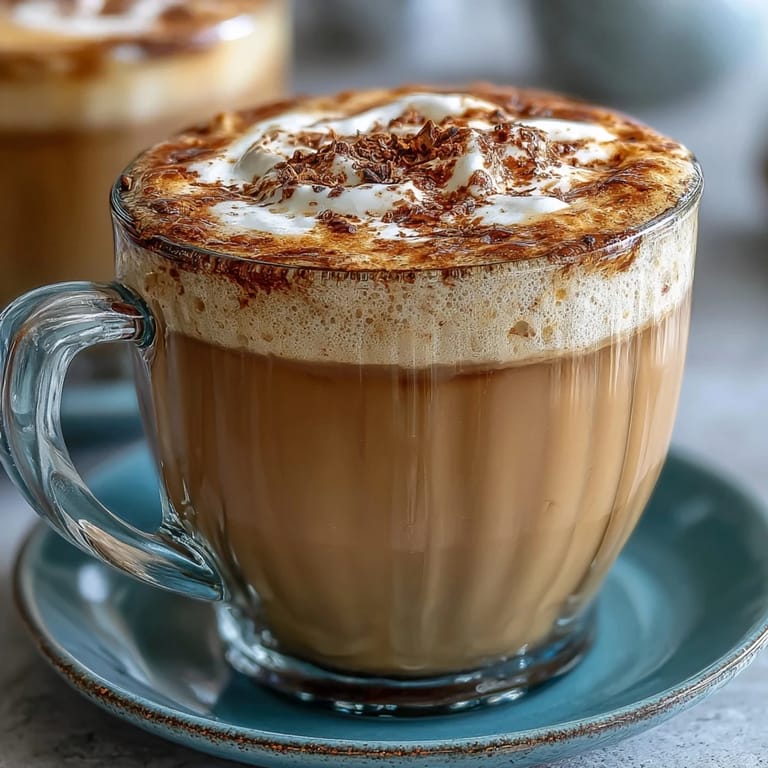 Two cozy mugs filled with frothy dandelion tea latte, oat milk, and honey, steam rising invitingly.