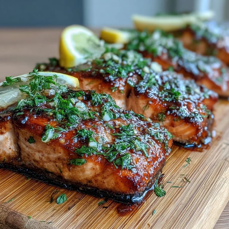 Juicy salmon fillets seasoned with lemon and dill, cooked on a cedar plank for a smoky aroma and tender, flaky texture in every bite.