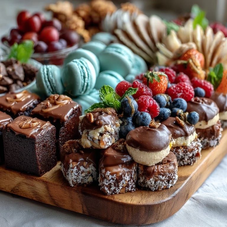 Graduation celebration dessert spread featuring chocolate truffles, fruit tarts, and vibrant cake slices.