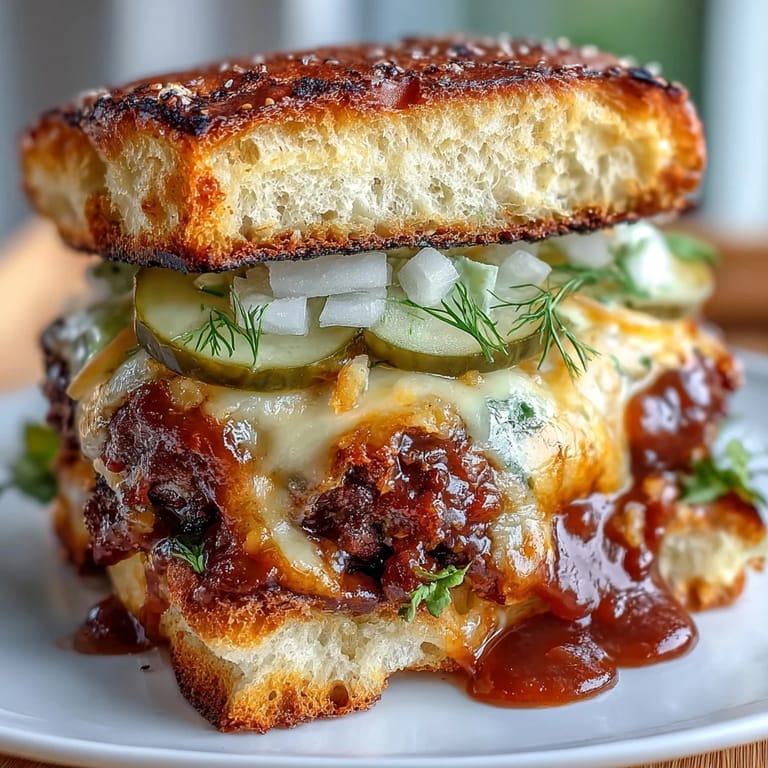 Crispy-edged beef patties topped with American cheese, pickles, and zesty secret sauce on toasted brioche slider buns.  