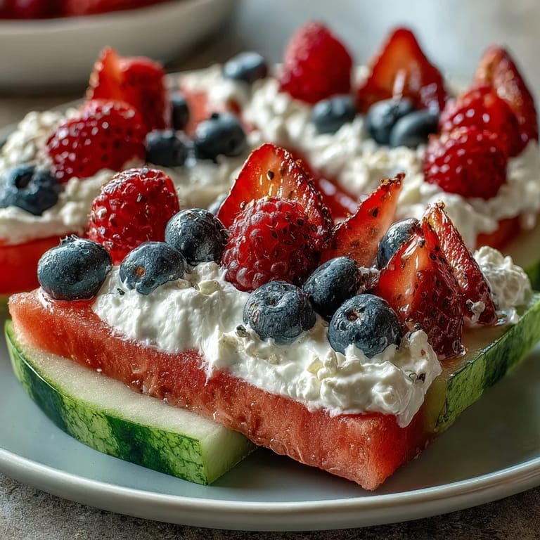 Enjoy this refreshing 4th of July Watermelon Pizza, a summer dessert masterpiece.
