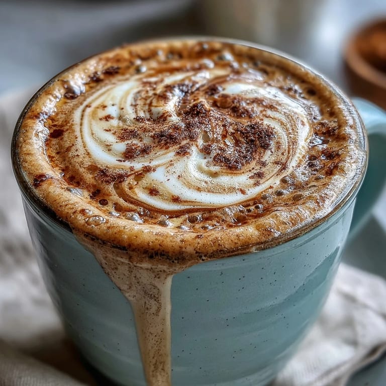 Wholesome adaptogens latte showcasing rich reishi mushroom and creamy froth.