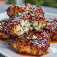 Golden-brown chicken breasts topped with melted feta cheese and drizzled with sweet-spicy hot honey for a Mediterranean-inspired dinner.