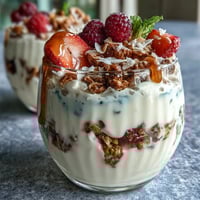 Mothers Day Brunch Yogurt Parfait Bar with Fresh Berries and Crunchy Toppings