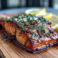 Cedar Plank Salmon with Lemon Dill grilled to perfection on smoky cedar, infused with fresh dill and citrus zest for a bright, savory main dish.