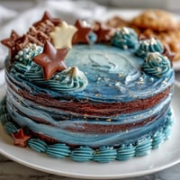 Ombre graduation cake in deep blue and gold with elegant buttercream frosting, celebrating achievement with style.